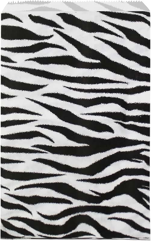200 Plain and Patterned Small Paper Bags with Zebra Print