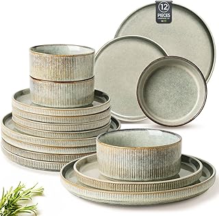 Stoneware Dinnerware Set for 4 with Plates and Bowls