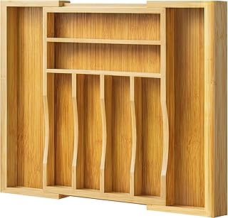 Expandable Bamboo Drawer Organizer for Silverware
