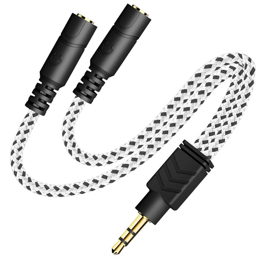 White 3.5mm Audio Splitter for Headphones and Speakers