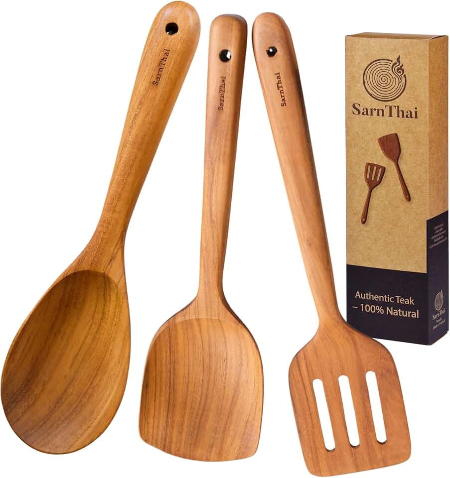 Set of 3 handcrafted wooden cooking spoons