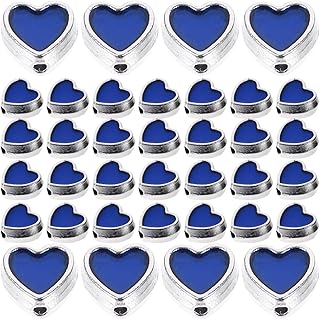 100 Blue Heart Spacer Beads for Jewelry Making