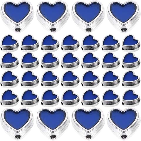 100 Blue Heart Spacer Beads for Jewelry Making