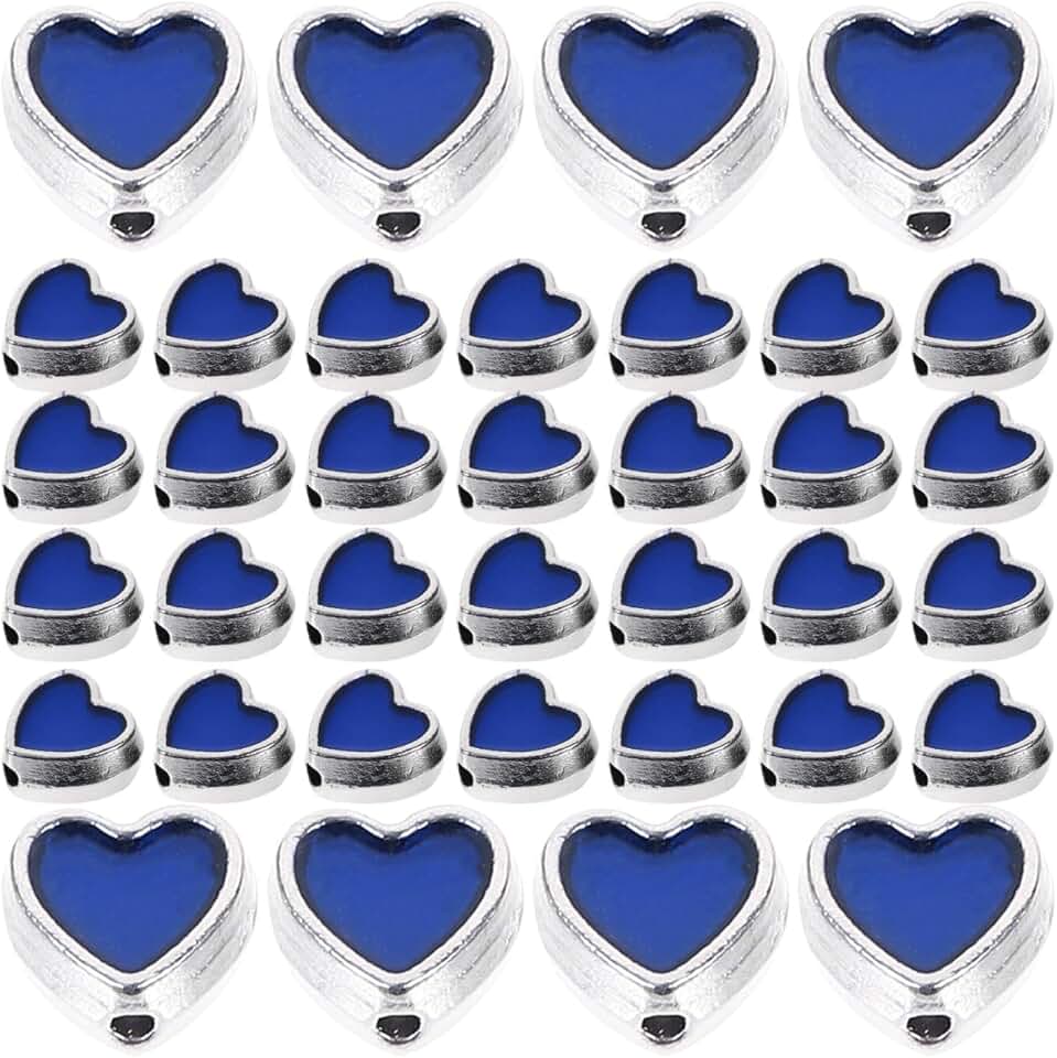 100 Blue Heart Spacer Beads for Jewelry Making
