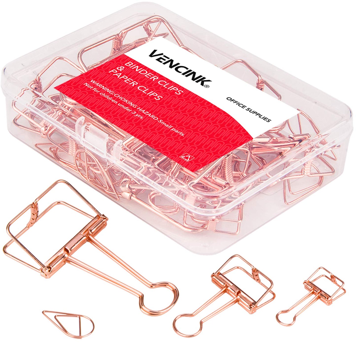 Set of Rose Gold Wire and Paper Clips in Assorted Sizes