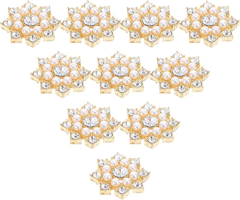 50pcs Crystal Snowflake Pearl Rhinestone Embellishments