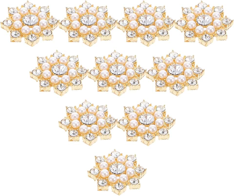 50pcs Crystal Snowflake Pearl Rhinestone Embellishments