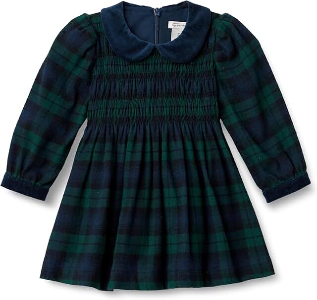 Long Sleeve Flannel Dress for Toddlers and Baby Girls