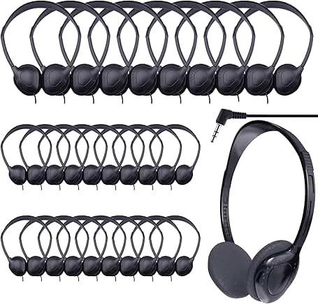 60 Pack Adjustable Kids and Adults Headphones with 3.5mm Jack