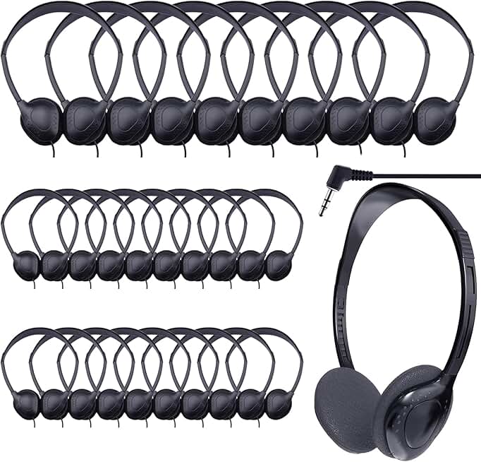 60 Pack Adjustable Kids and Adults Headphones with 3.5mm Jack