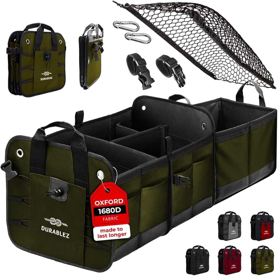 Large Green Car Trunk Organizer for Storage