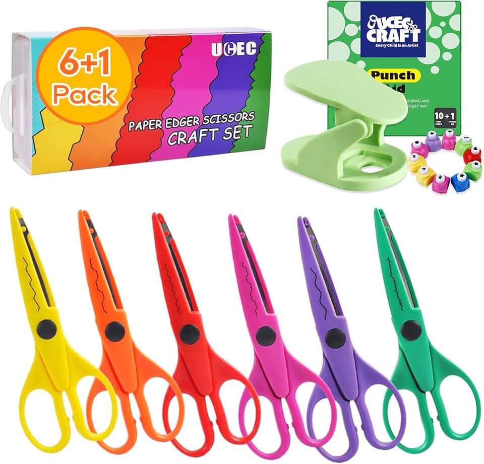 Craft Scissors and Paper Punch for Crafts and Scrapbooking