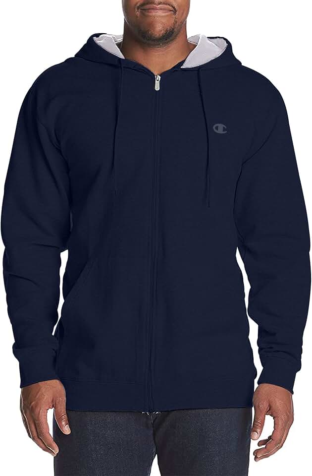 Large men's fleece zip-up hoodie jacket