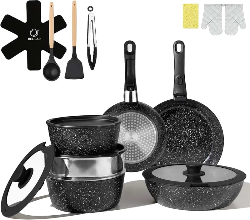 Country Kitchen Cookware Set with Removable Handle
