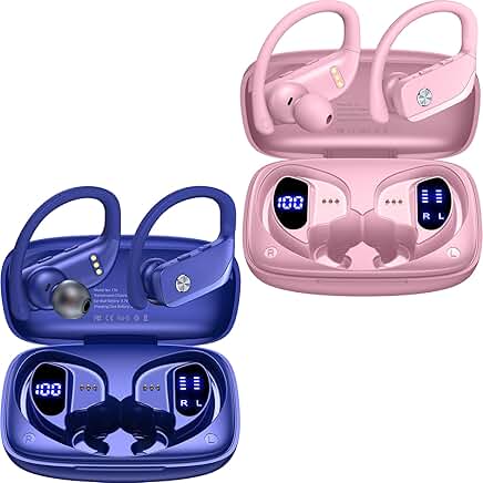 Wireless Sport Earbuds with LED Display and Mic
