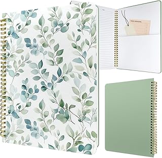 Spiral Notebook Journal with Spring Leaves Design