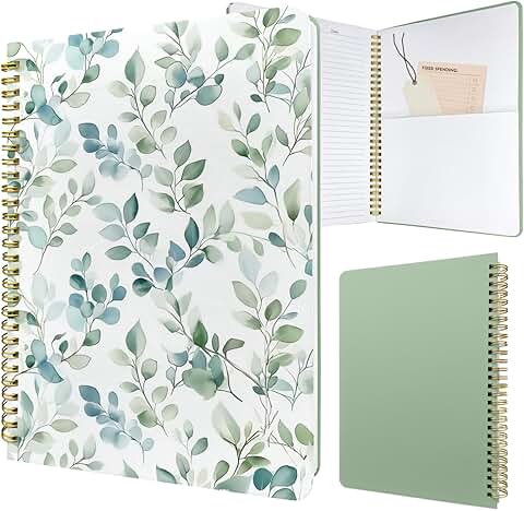 Spiral Notebook Journal with Spring Leaves Design