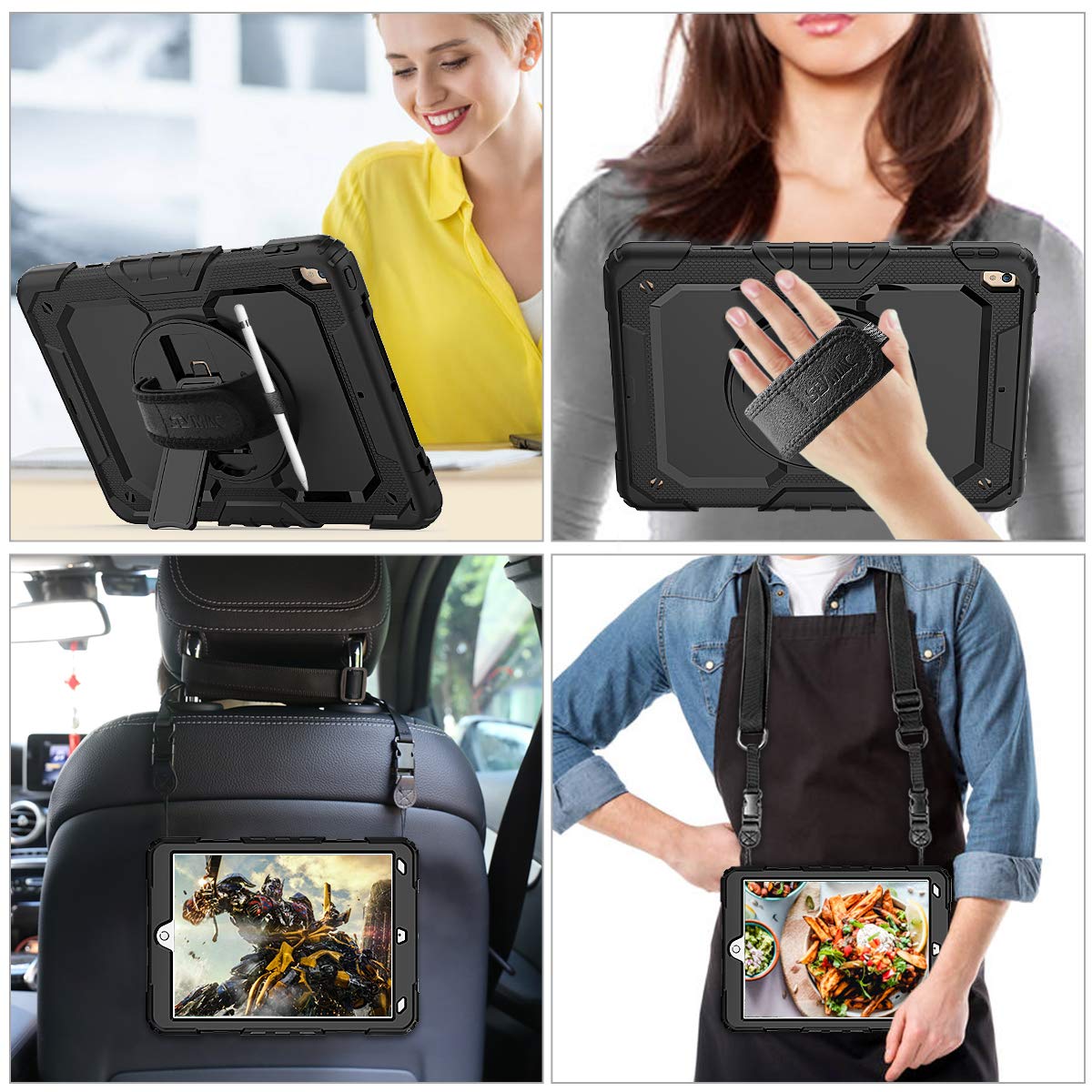 Case for iPad Air 3 2019/ iPad Pro 10.5, Drop-Proof Protection Case with (360 Degrees Rotate Stand) Hand Strap &(Pencil Holder) for iPad Air 3rd Generation / iPad Pro 10.5 (Black)