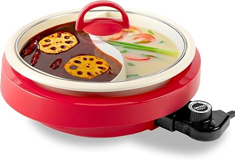 Divided Electric Hot Pot with Ceramic Coating, 2.5 Quarts