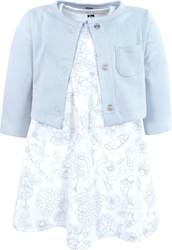 Girls' Cotton Dress and Cardigan Set