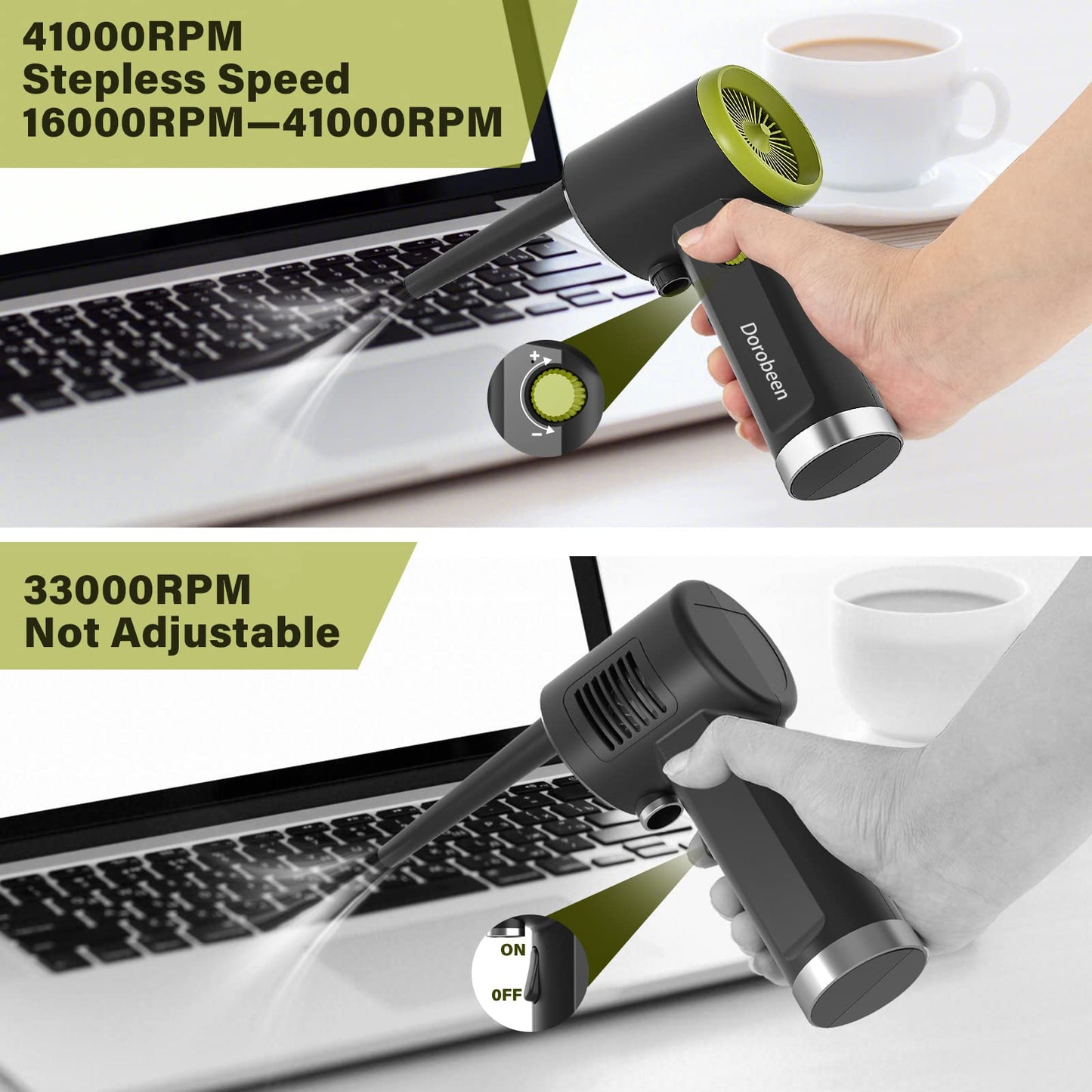 Compressed Air Duster, Cordless Handheld Air Blower, Stepless Speed, 41000RPM, Portable Rechargeable Built-in Battery, Electric Air Duster for Computer Keyboard Electronics Cleaning