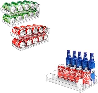 Rolling soda can organizer for refrigerator storage