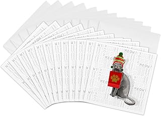 Russian Blue Cat Christmas Greeting Cards, 12 Pack