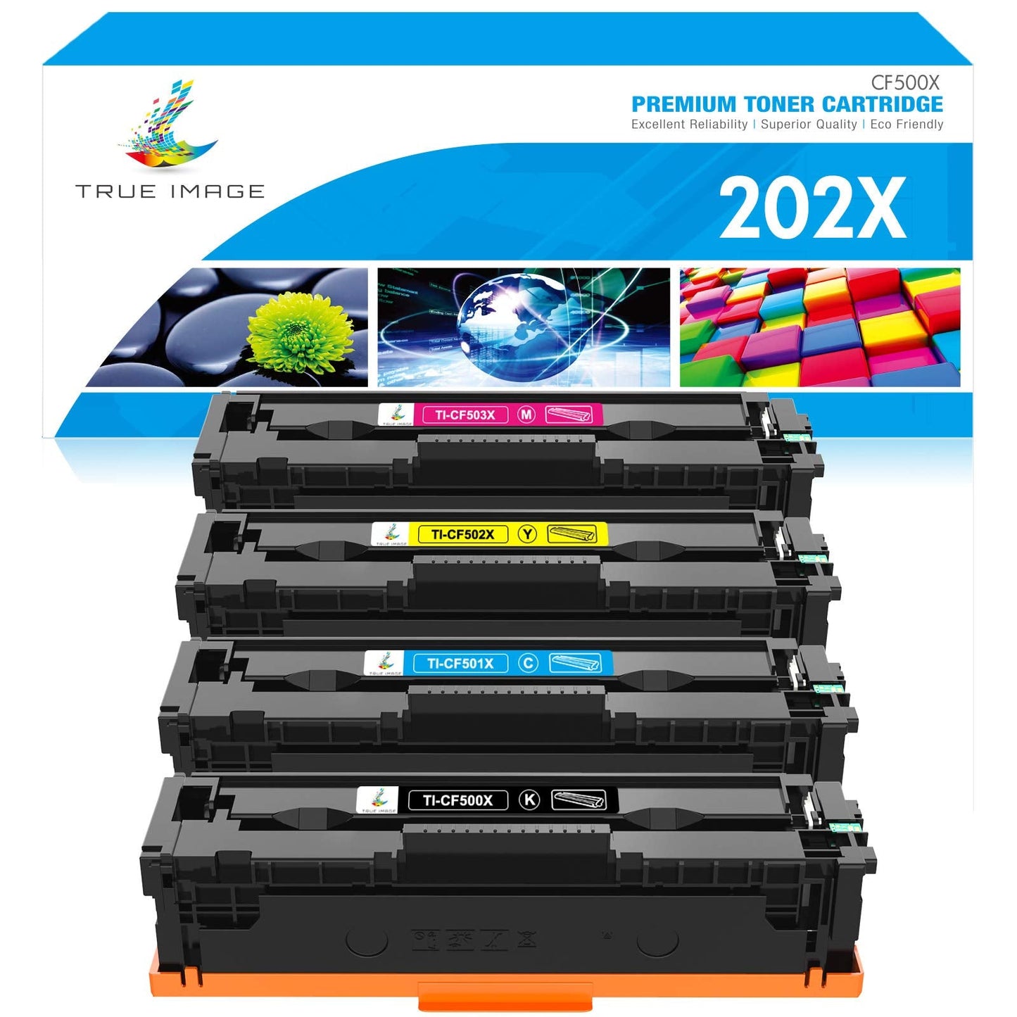 Compatible Toner Cartridge Replacement for HP 202X CF500X CF500A 202A HP Color Pro MFP M281fdw M281cdw M254dw M281fdn 281fdw M254 M281 Toner Printer (Black Cyan Yellow Magenta, 4-Pack)