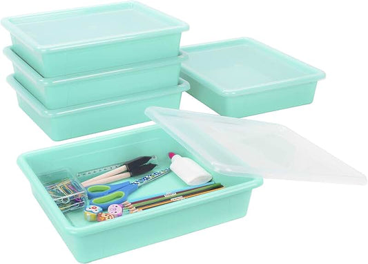 Six Clear Plastic Pantry Storage Bins