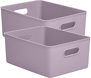 Large Lilac Plastic Storage Bins, 2 Pack