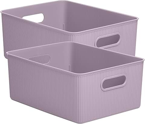 Large Lilac Plastic Storage Bins, 2 Pack