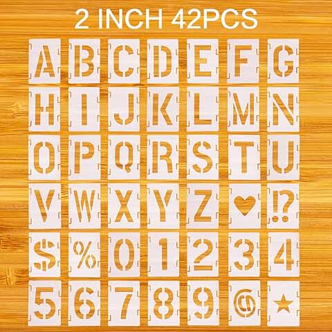 42-Piece Reusable Letter and Number Stencil Kit for Painting