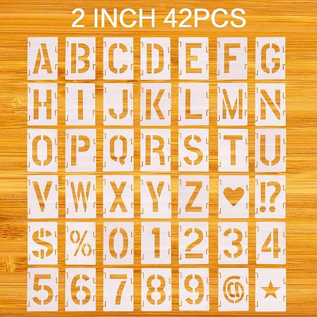 42-Piece Reusable Letter and Number Stencil Kit for Painting