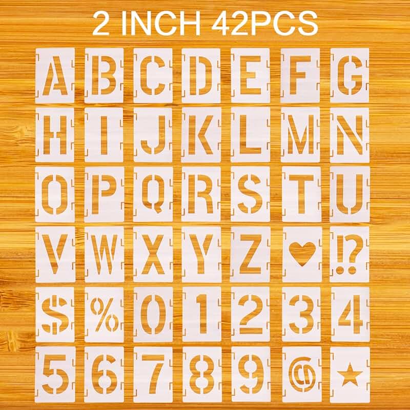 42-Piece Reusable Letter and Number Stencil Kit for Painting
