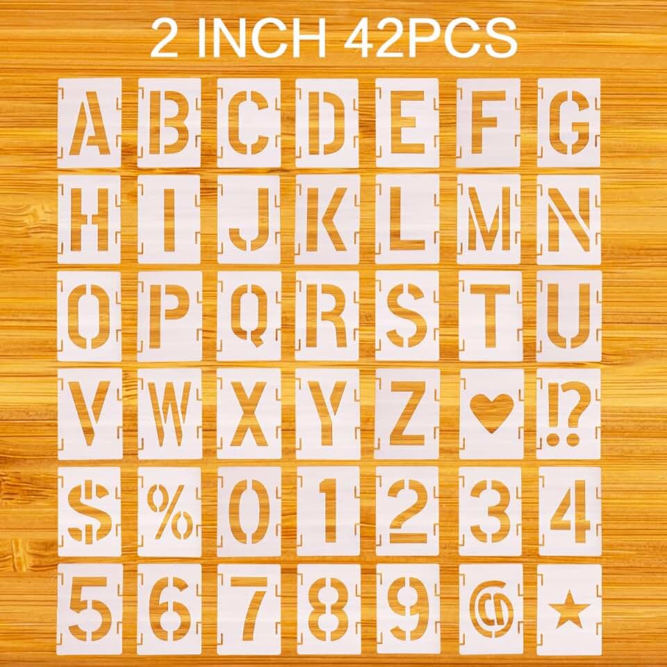 42-Piece Reusable Letter and Number Stencil Kit for Painting