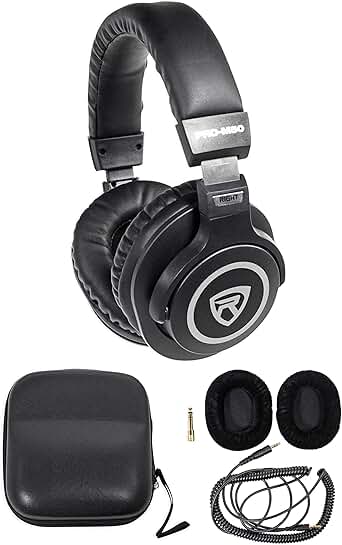 Studio Monitoring Headphones with Detachable Cable and Interchangeable Ear Pads
