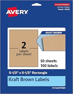 Brown Rectangle Labels, 5.5" x 8.5", 100 Sheets