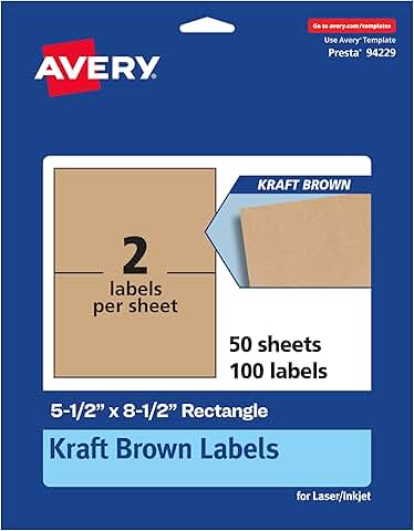 Brown Rectangle Labels, 5.5" x 8.5", 100 Sheets