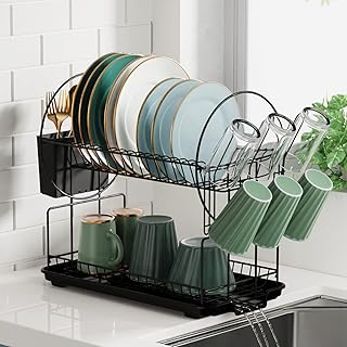 Small 2-Tier Dish Drying Rack with Drainboard