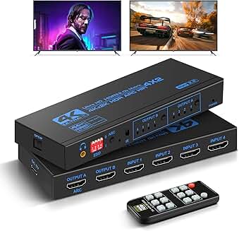 4K HDMI Matrix Switch 4x2 with Audio and IR Remote