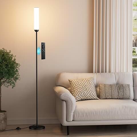 Tall LED Floor Lamp with Remote, Adjustable Brightness
