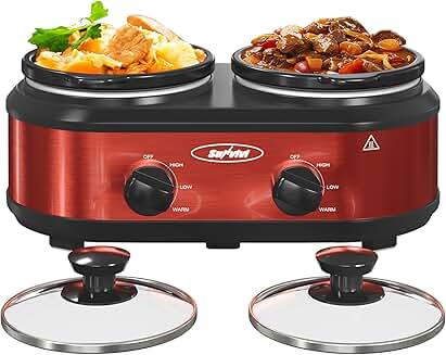 Dual 1.25 Quart Slow Cookers with Removable Pots