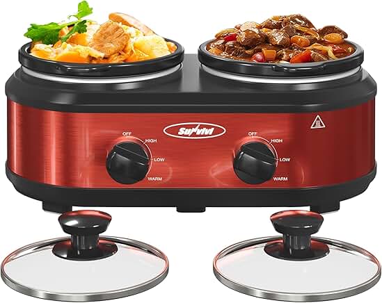 Dual 1.25 Quart Slow Cookers with Removable Pots