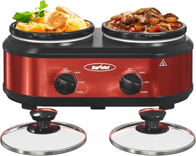 Dual 1.25 Quart Slow Cookers with Removable Pots