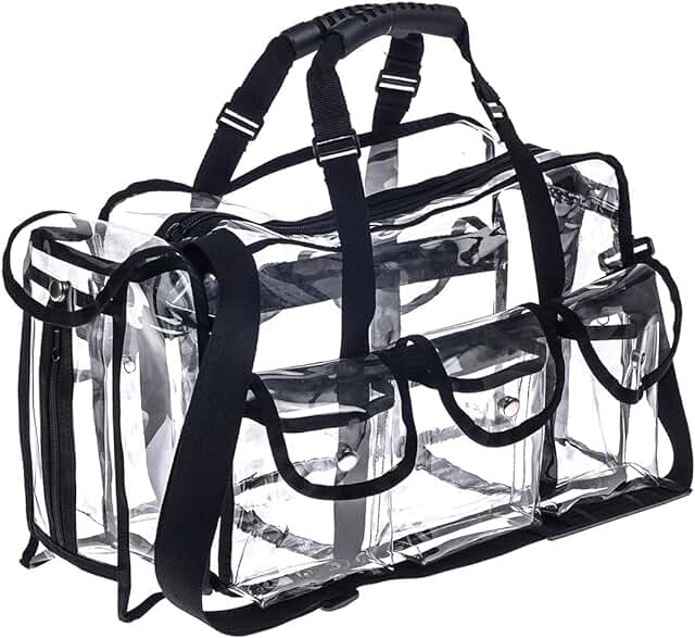 Clear PVC Makeup Organizer with Pockets and Tissue Holder