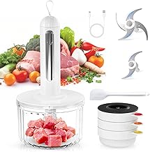 Compact cordless food processor with meat grinder and bowls