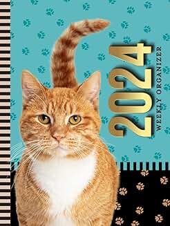 2024 Weekly Organizer with Cat Cover, 8.5x11, 52 Weeks