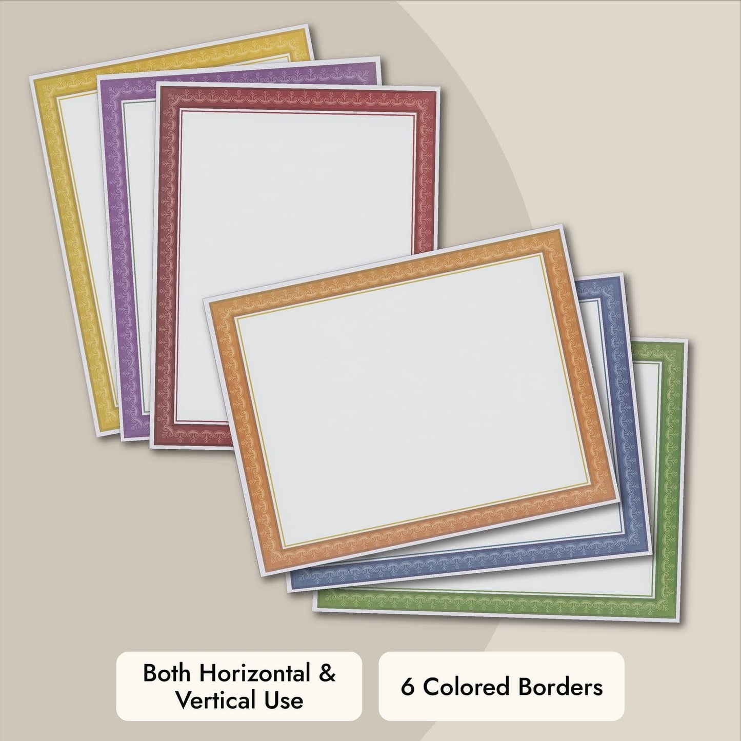 Multicolor Border Certificate Paper, 8.5 x 11, 96 Sheets