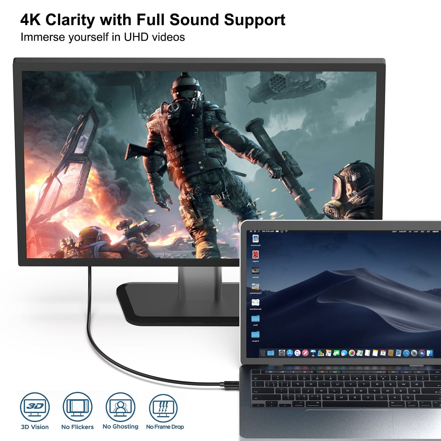 USB C to HDMI Cable, USB Type-C to HDMI 6 Feet Cable [Thunderbolt 3 Compatible] for MacBook Pro 2020/2019/2018, MacBook Air/iPad Pro 2018, Samsung Galaxy S10/S9, Surface Book 2 and More