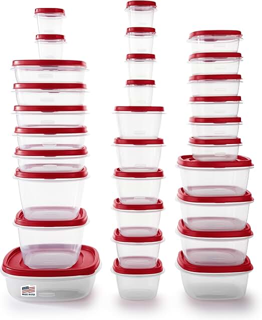 60-Piece Red Food Storage Containers with Lids